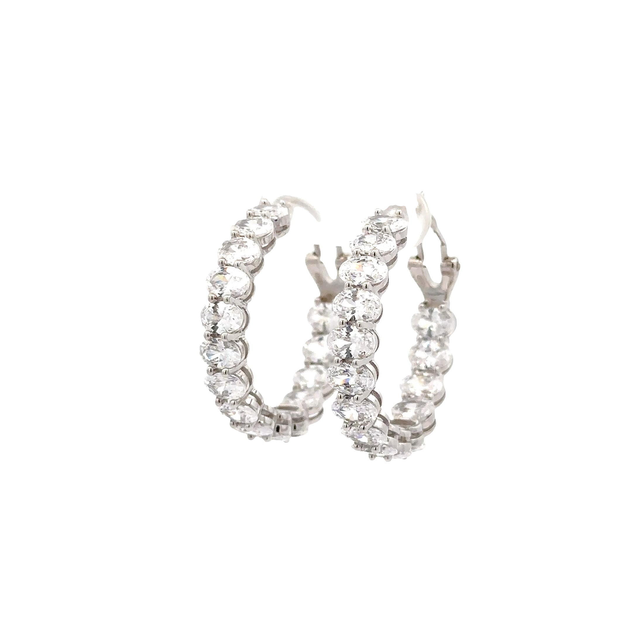 WHITE HOOP EARRINGS