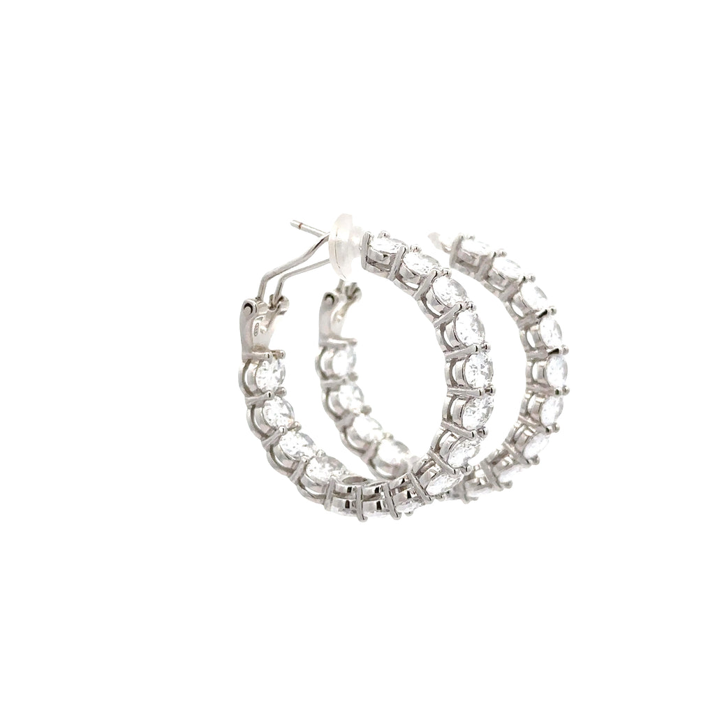 WHITE HOOP EARRINGS
