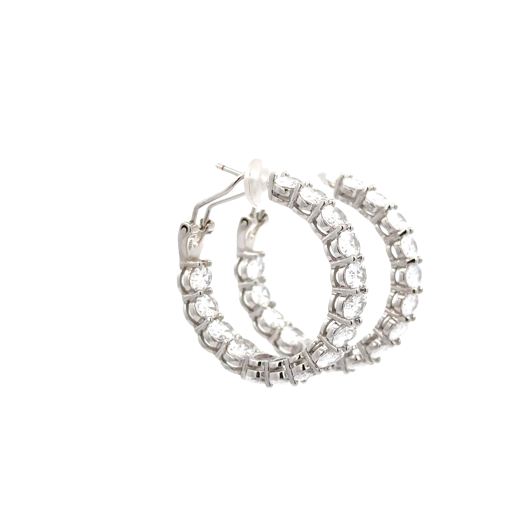 WHITE HOOP EARRINGS