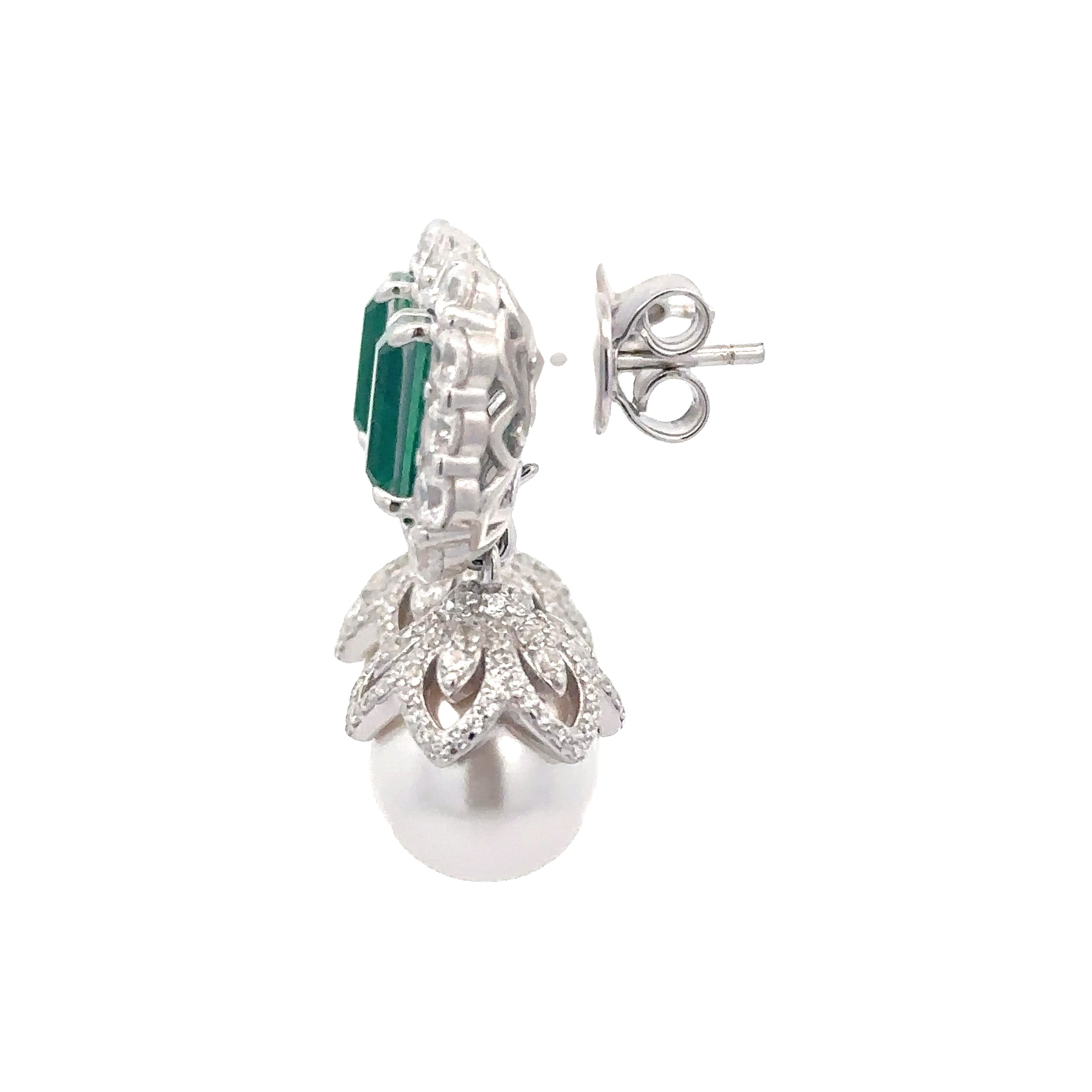 GREEN EMERALD AND CZ EARRINGS 925