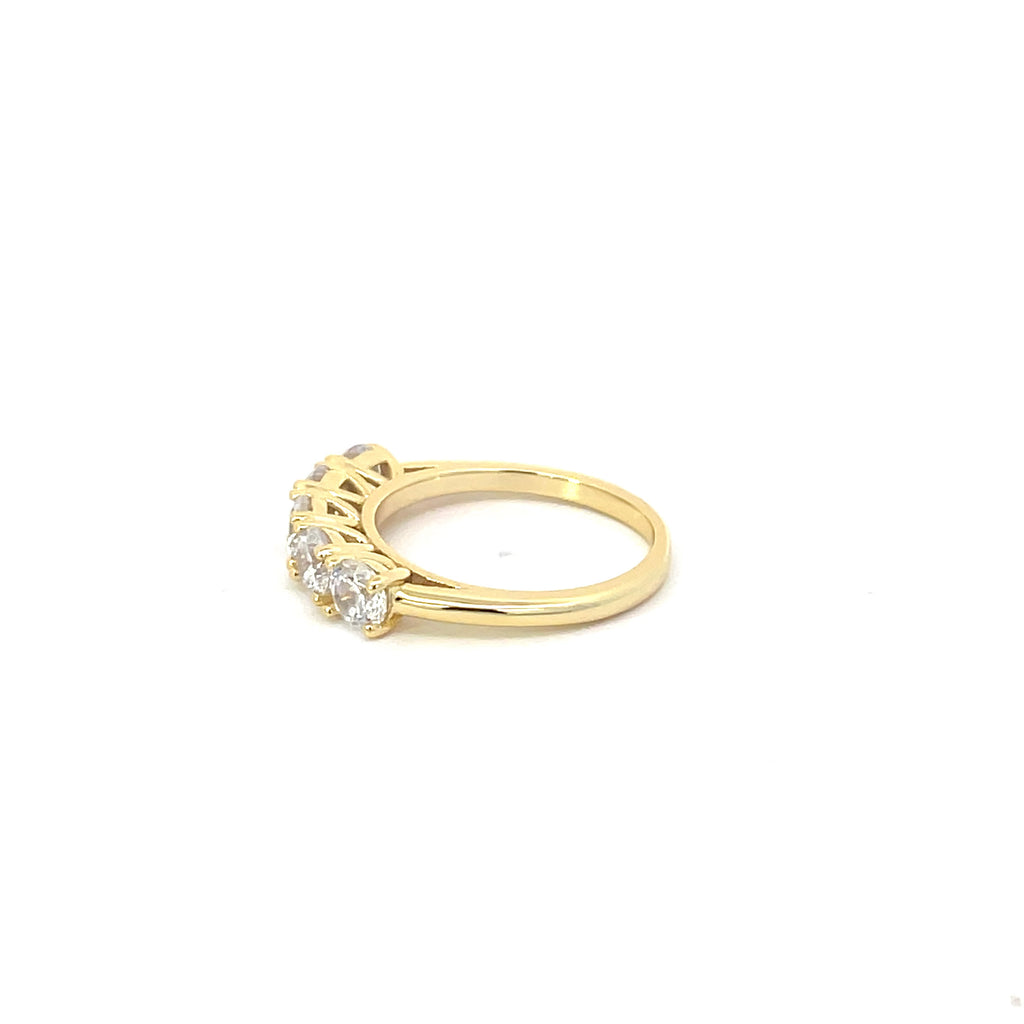 GOLD-PLATED 925 STERLING SILVER FIVE-ZIRCONIA RING
