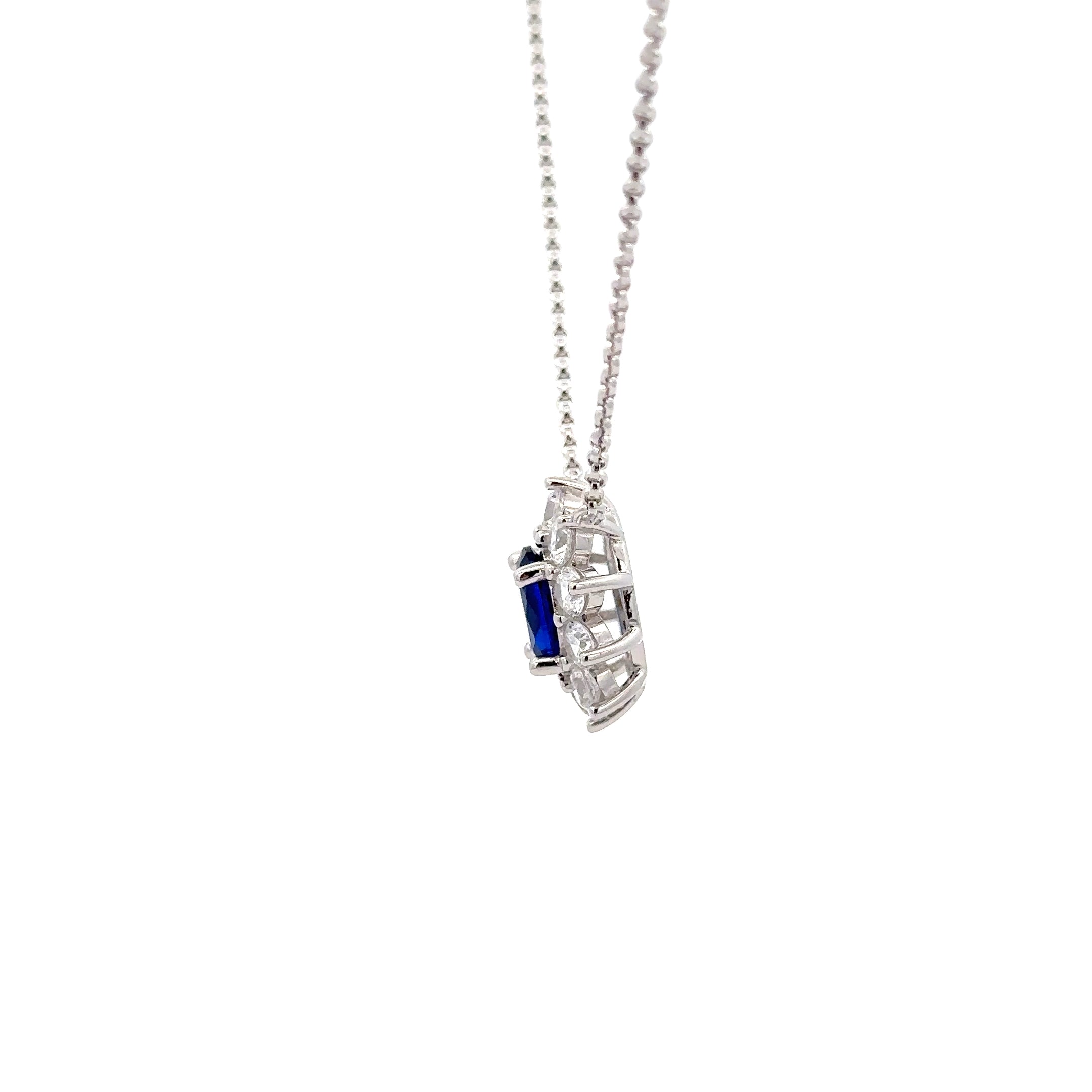 925 STERLING SILVER NECKLACE WITH BLUE CUBIC ZIRCONIA