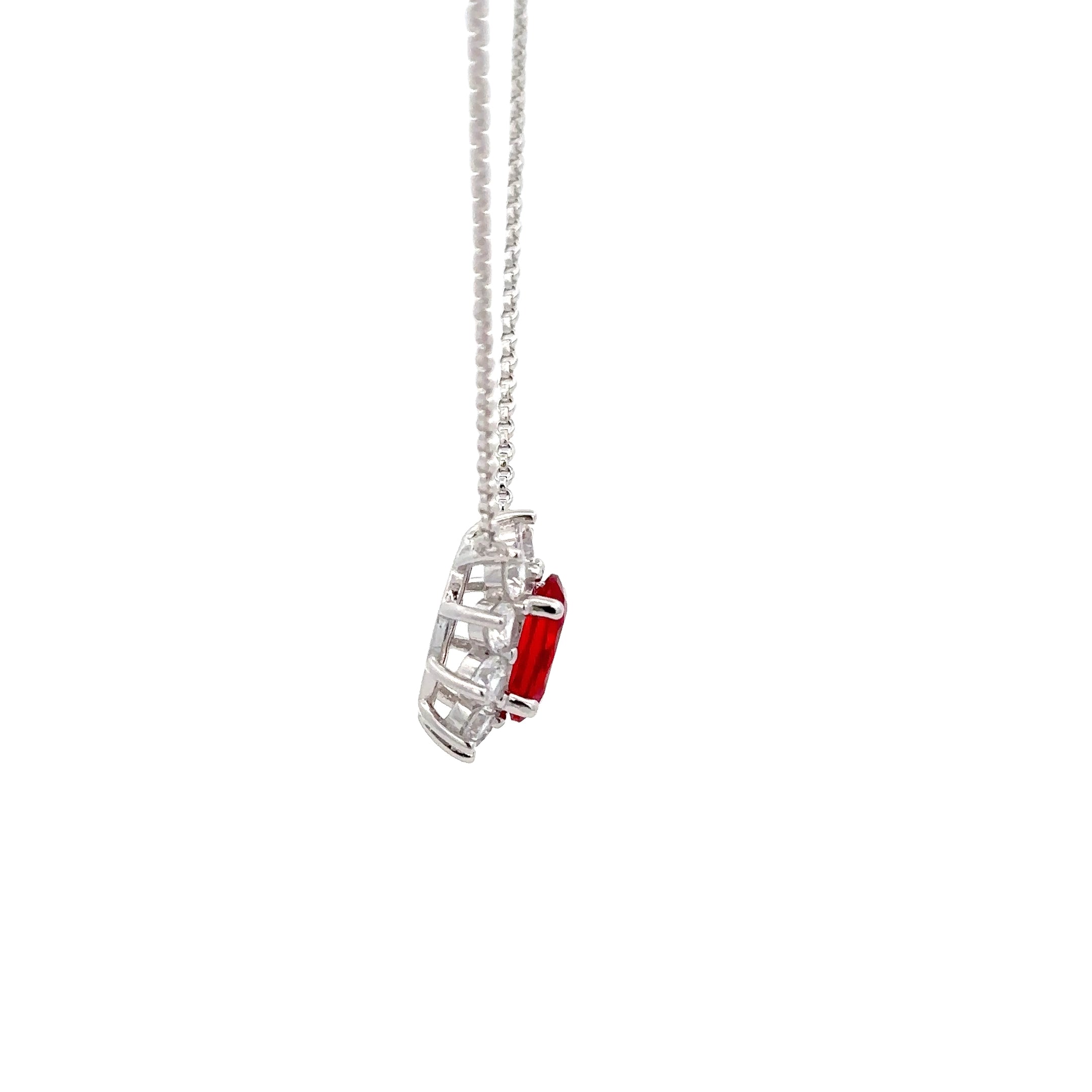 925 STERLING SILVER NECKLACE WITH RED CUBIC ZIRCONIA