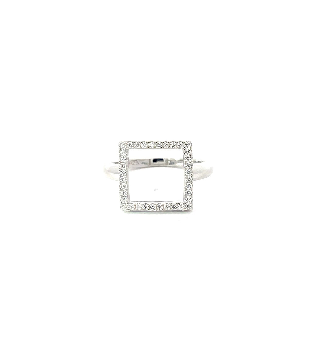 SQUARE CUBIC ZIRCONIA RING - 925