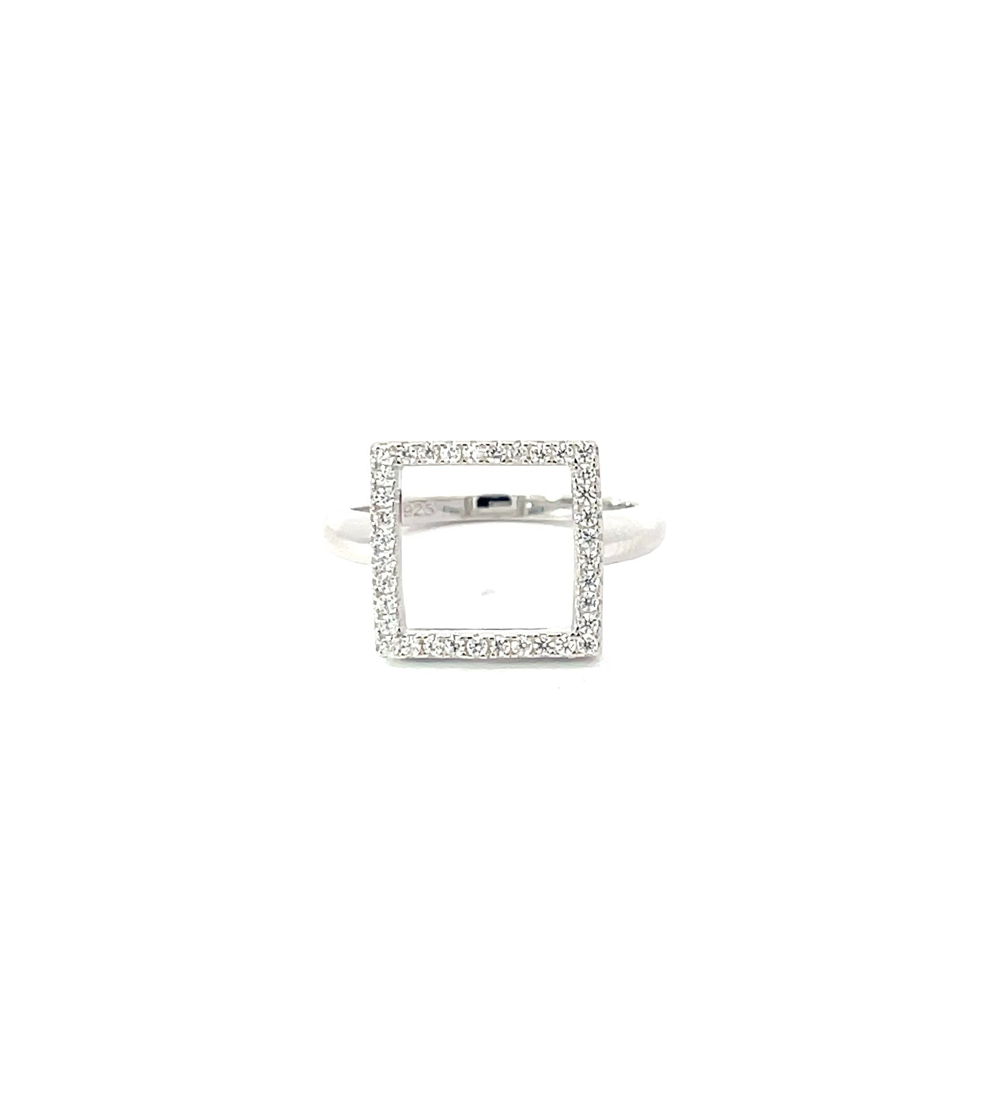 SQUARE CUBIC ZIRCONIA RING - 925