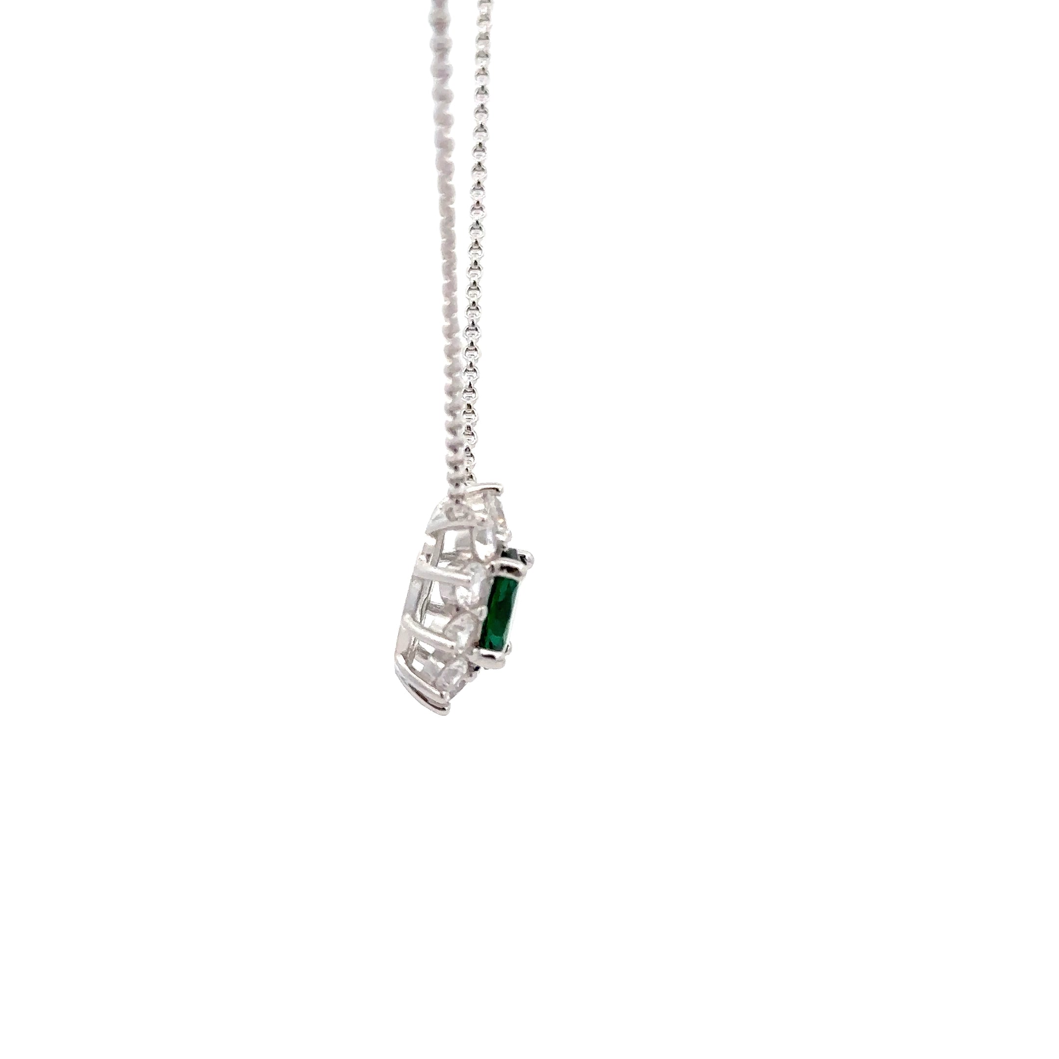 925 STERLING SILVER NECKLACE WITH GREEN CUBIC ZIRCONIA
