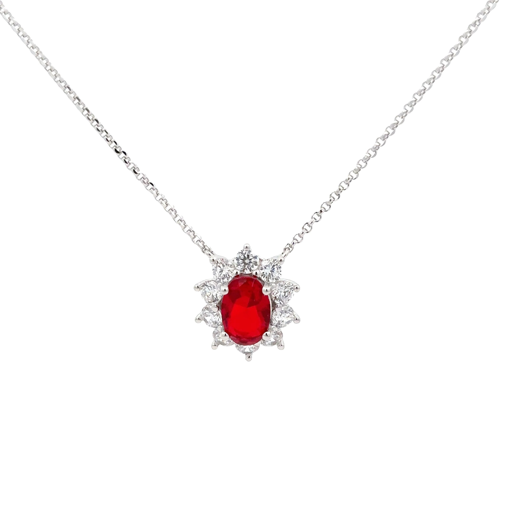 925 STERLING SILVER NECKLACE WITH RED CUBIC ZIRCONIA