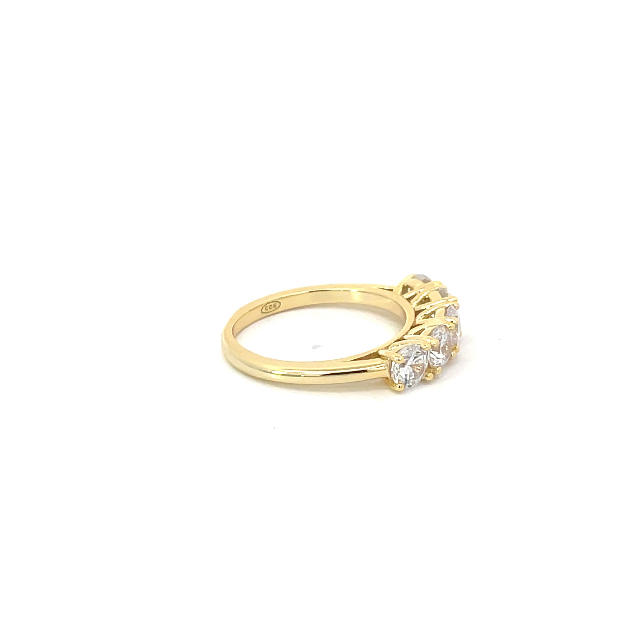 GOLD-PLATED 925 STERLING SILVER FIVE-ZIRCONIA RING