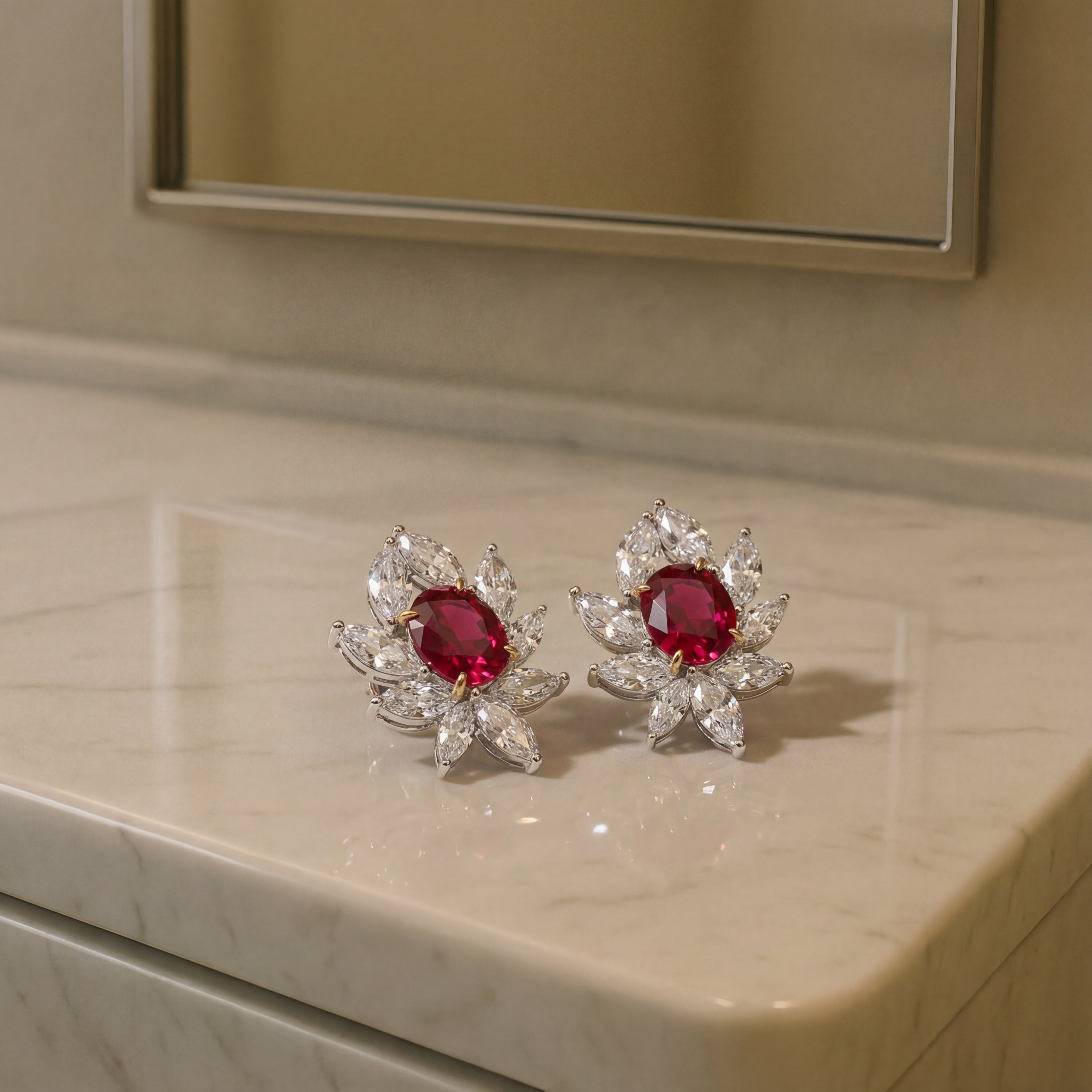 CRIMSON PETAL STUD EARRINGS