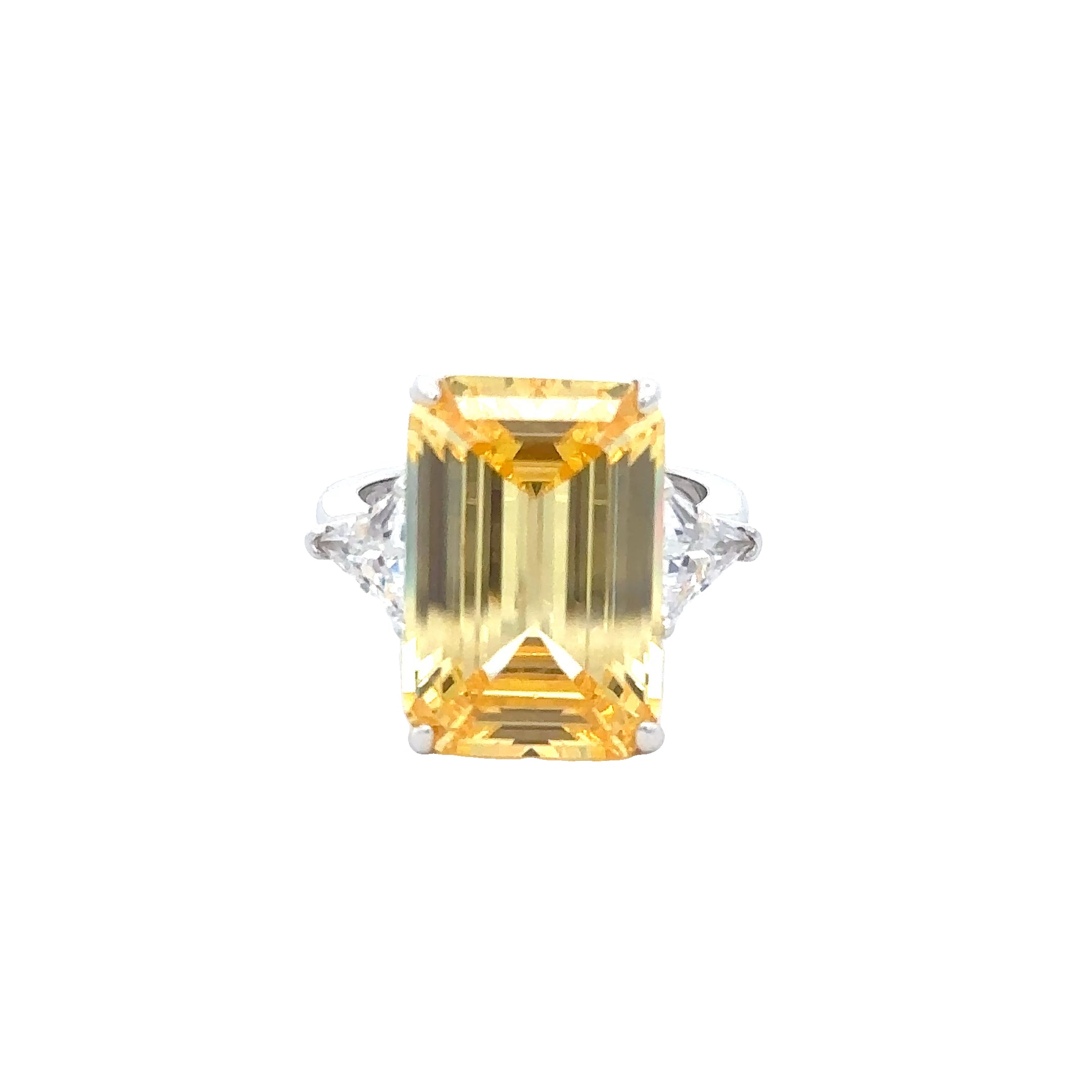 YELLOW EMERALD-CUT GEMSTONE RING