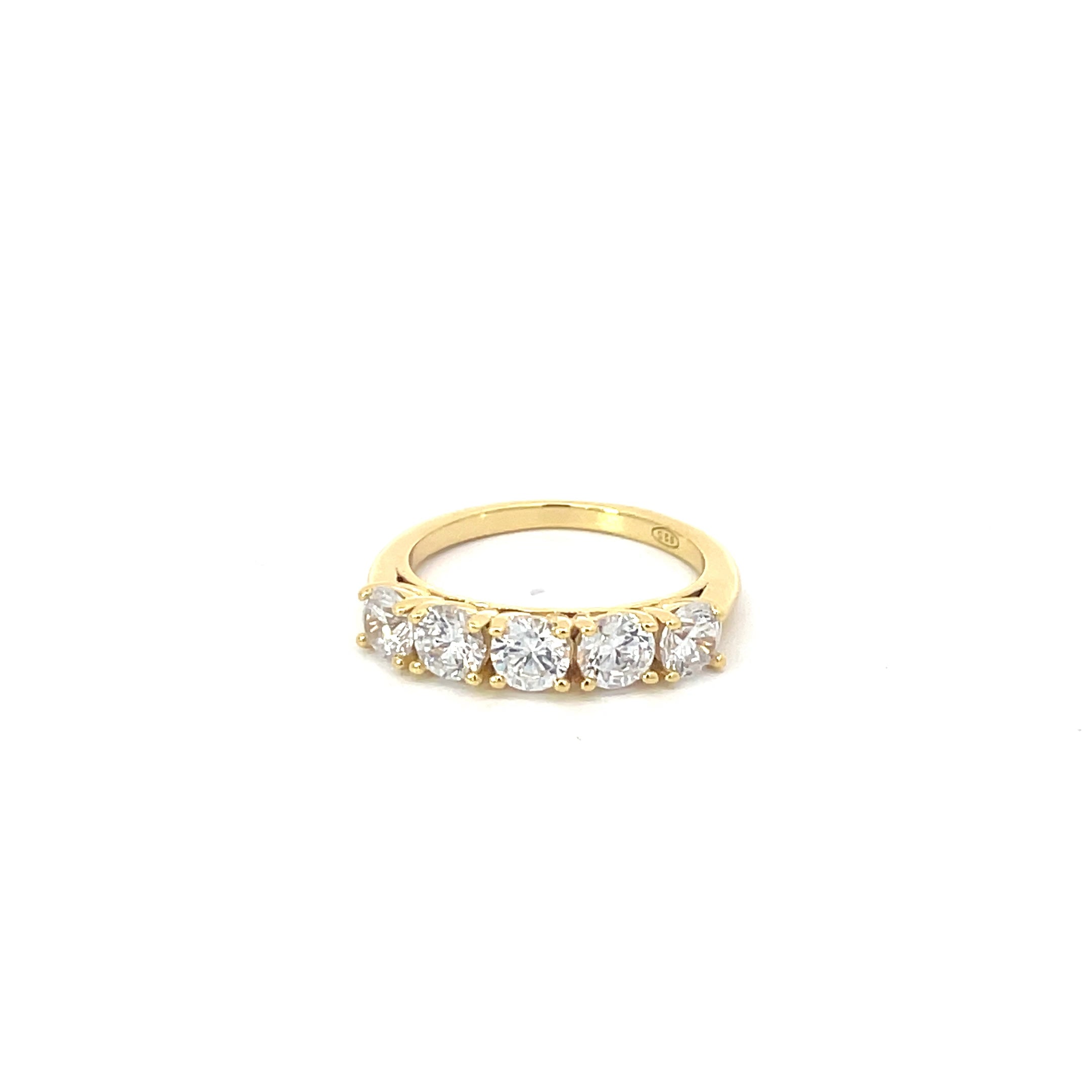 GOLD-PLATED 925 STERLING SILVER FIVE-ZIRCONIA RING