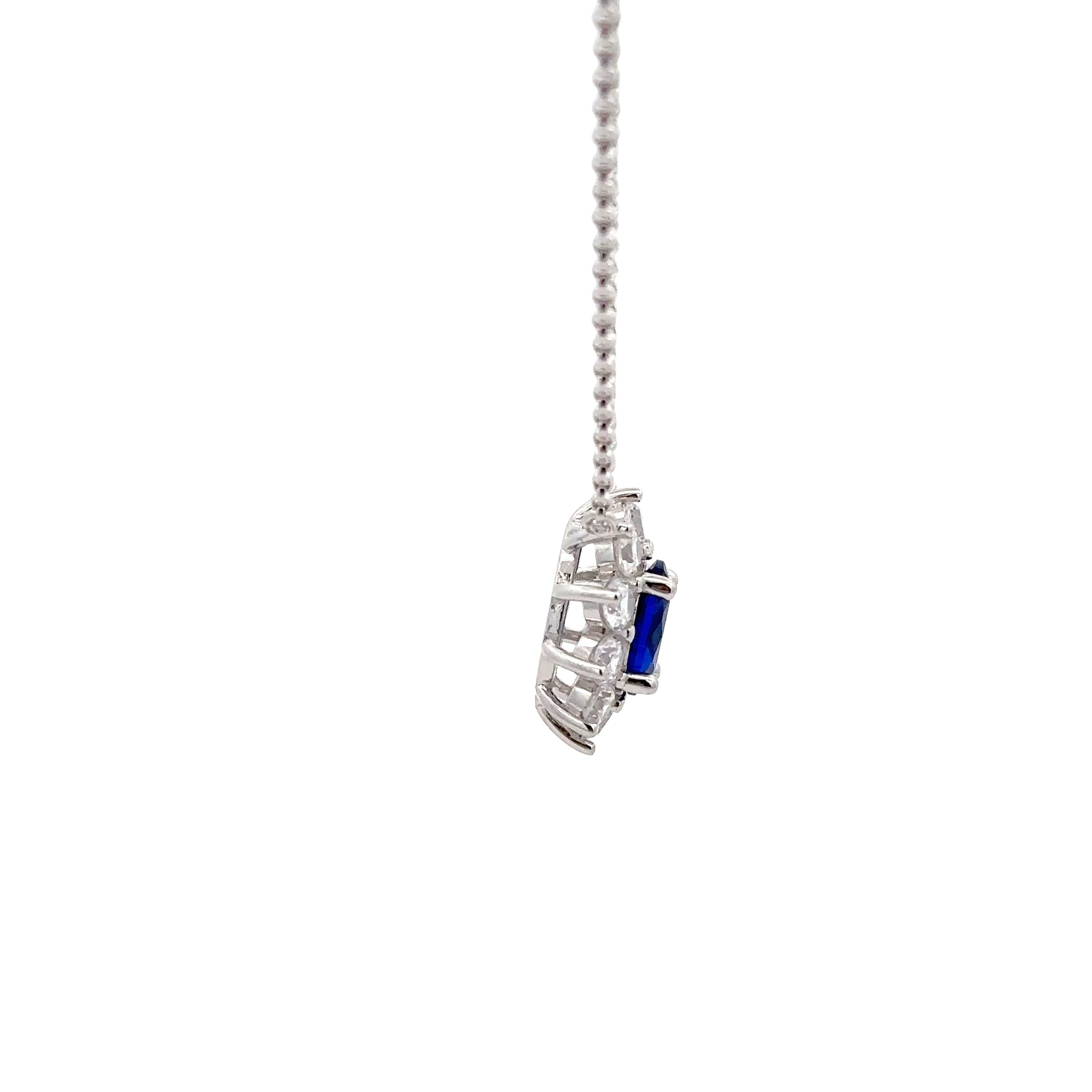925 STERLING SILVER NECKLACE WITH BLUE CUBIC ZIRCONIA
