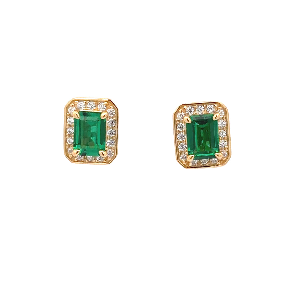 YELLOW AND GREEN STUD EARRINGS