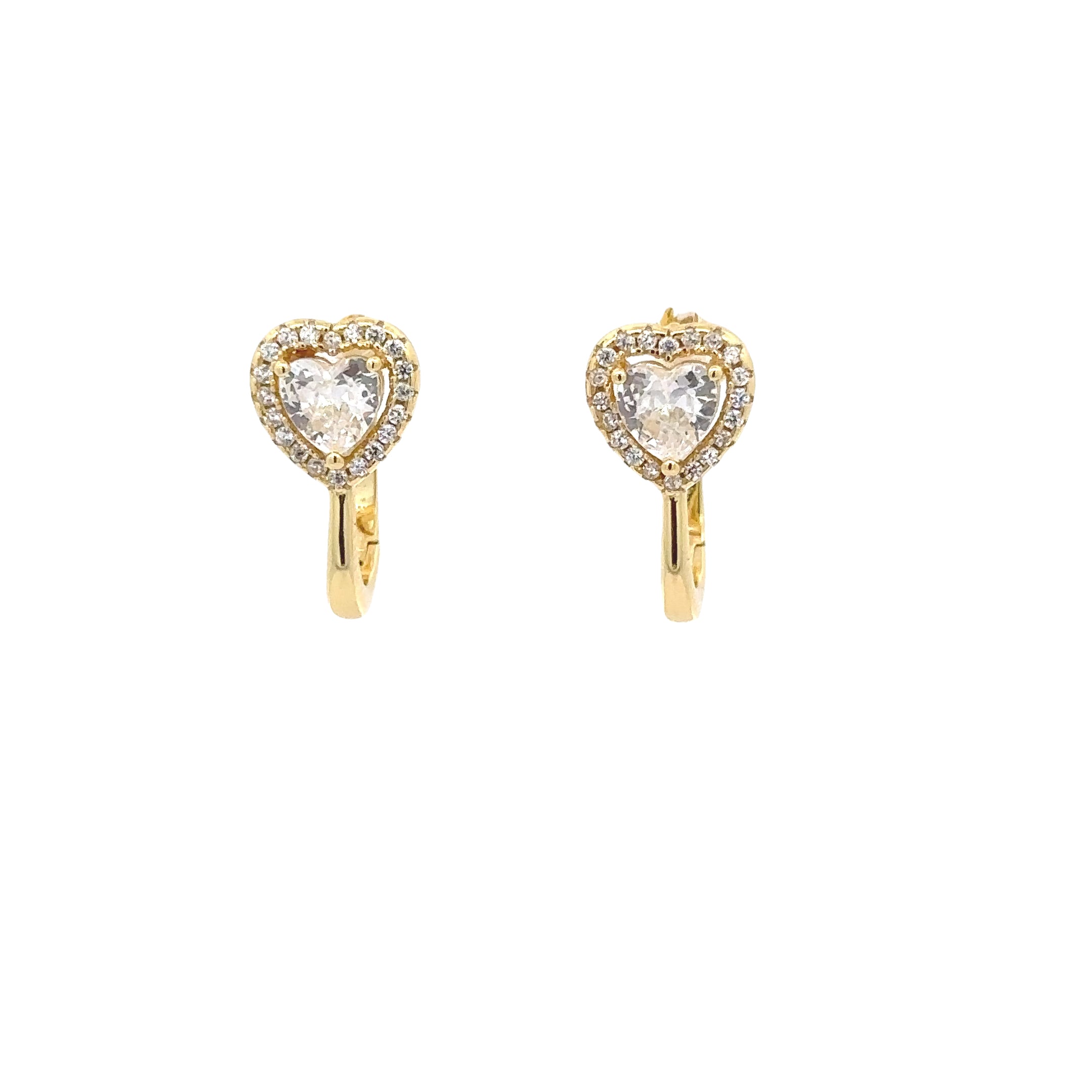 SPARKLING GOLD HEART-SHAPED EARRINGS 925