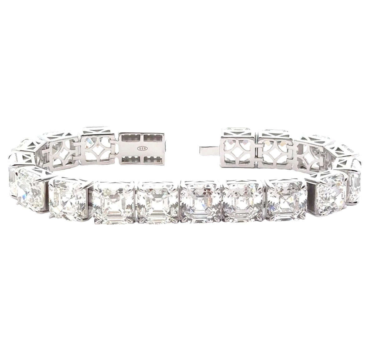 LUXURIOUS SILVER TENNIS FEATURING BRILLIANT SQUARE-CUT ZIRCONS