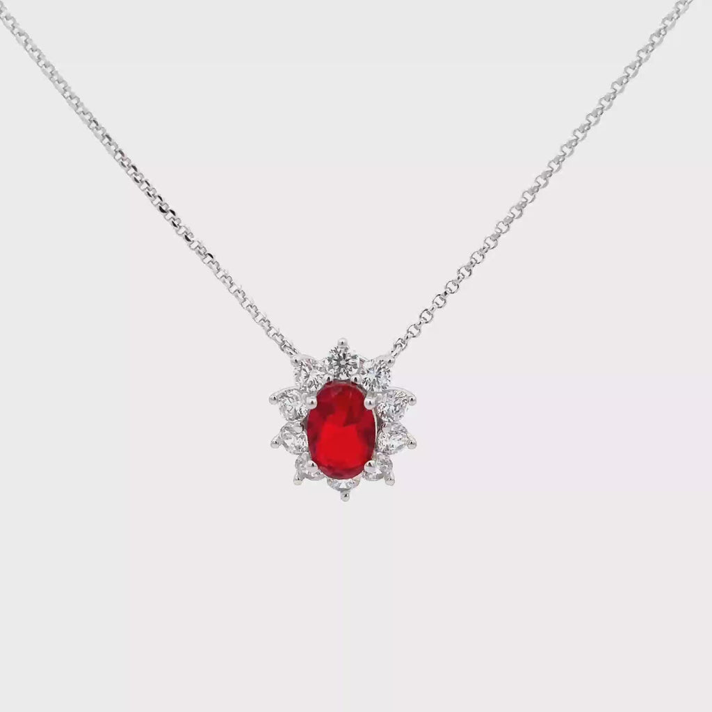 925 STERLING SILVER NECKLACE WITH RED CUBIC ZIRCONIA
