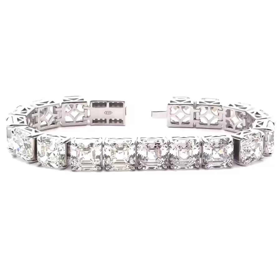 LUXURIOUS SILVER TENNIS FEATURING BRILLIANT SQUARE-CUT ZIRCONS