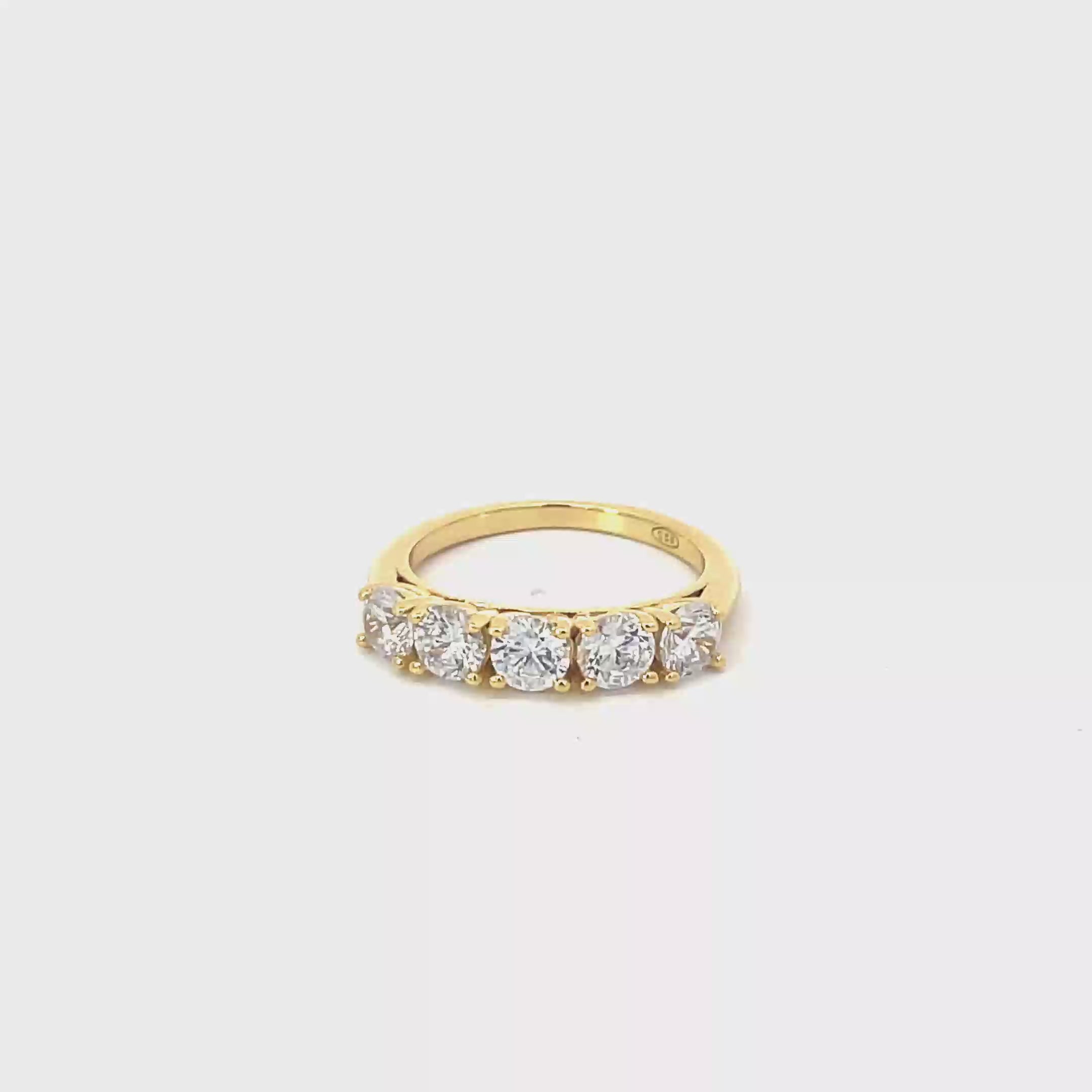 GOLD-PLATED 925 STERLING SILVER FIVE-ZIRCONIA RING